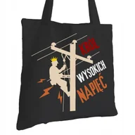 Torby i wózki na zakupy - Torba Bawełniana dla Elektryka Czarna Na Prezent ekologiczna Trwały Nadruk - miniaturka - grafika 1