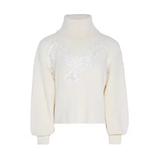 faina Damski sweter z dzianiny z golfem i koronką WOLLBIAŁY rozmiar XL/XXL, biały (wollweiss), XL - Swetry damskie - miniaturka - grafika 1