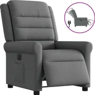 Fotele - vidaXL vidaXL Elektryczny fotel rozkładany, ciemnoszary, obity tkaniną - miniaturka - grafika 1
