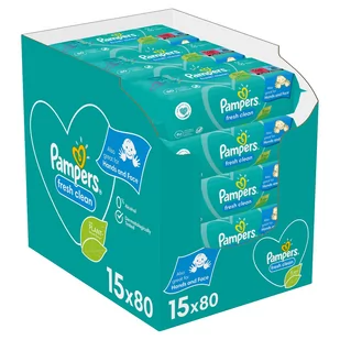 PAMPERS chusteczki czyszczące dla dzieci Fresh Clean Baby 15 opakowań = 1200 chusteczek czyszczących - Chusteczki nawilżane - miniaturka - grafika 1