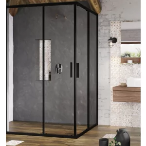 Ravak X1XMG0300Z1 Kabina prysznicowa naro$665na BLSRV2K-120 czarna szk$666o Transparent - Kabiny prysznicowe - miniaturka - grafika 1