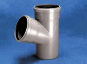 Odwodnienia, kanały i akcesoria - Wavin Trójnik sanitarny HT 110x110x75mm 67° popielaty 3060422415 - miniaturka - grafika 1