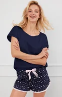 Piżamy damskie - Piżama damska z krótkim rękawem i spodenkami granatowa Libra, Kolor granatowy-wzór, Rozmiar S, Italian Fashion - Primodo.com - miniaturka - grafika 1
