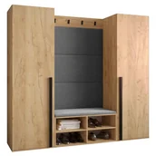 Meble do przedpokoju - Garderoba szafa szafka na buty meble do przedpokoju z panelami tapicerowanymi MIRO 9 dąb craft złoty biały - miniaturka - grafika 1