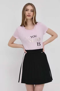 Koszulki i topy damskie - LIU JO t-shirt damski kolor różowy - grafika 1