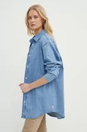 Koszule damskie - Guess koszula jeansowa ROMINA damska kolor niebieski relaxed z kołnierzykiem klasycznym W4GH93 D5CJ1 - miniaturka - grafika 1