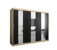 Szafy - Szafa przesuwna Garderoba POLE 250 gł. 62 sonoma/czarny - miniaturka - grafika 1