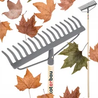 Grabie i motyki - GRABIE METALOWE OGRODOWE GRABKI 18-ZĘBNE WZMOCNIONE DREWNIANY TRZON 154 CM - miniaturka - grafika 1