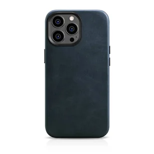 iCarer Oil Wax Premium Leather Case skórzane etui iPhone 14 Pro Max magnetyczne z MagSafe ciemnoniebieski (WMI14220704-BU) - Etui i futerały do telefonów - miniaturka - grafika 1