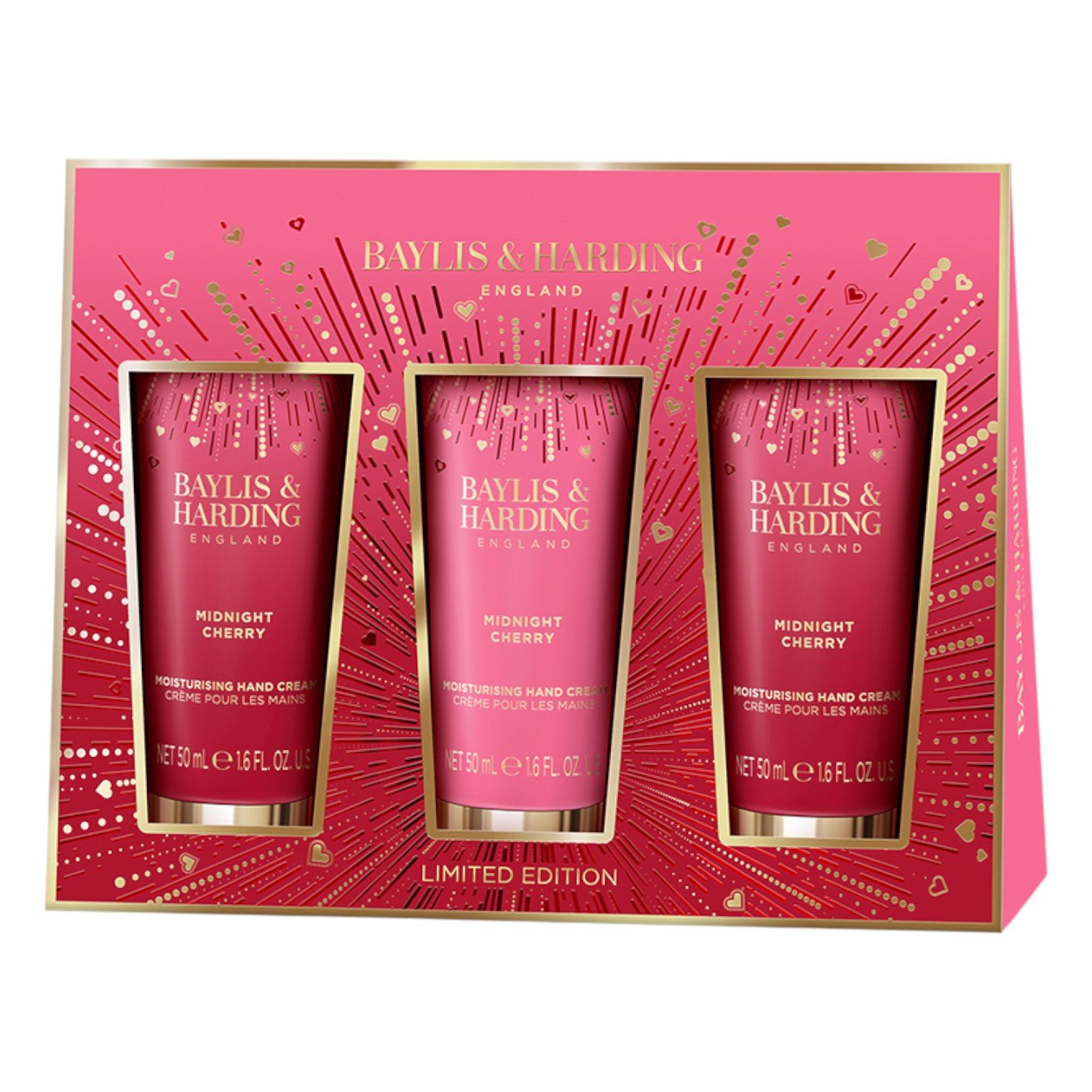 Baylis&Harding Midnight Cherry Luxury Hand Treats Gift Set (3x krem do rąk 50ml)