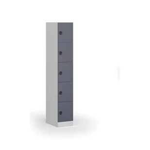 Szafka ubraniowa ze schowkami, 5 schowków, 1850 x 300 x 500 mm, zamek elektroniczny na kod, drzwi niebieskie - Szafki biurowe - miniaturka - grafika 4