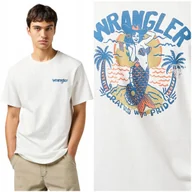 Koszulki męskie - Wrangler RELAXED TEE luźny biały t-shirt bawełniana koszulka nadruk XXL - miniaturka - grafika 1