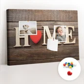 Tablice i flipcharty - Szkolna Tablica korkowa 60x40 cm, Kolorowe Pinezki, wzór Napis dom - miniaturka - grafika 1