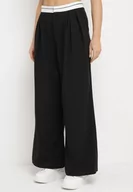 Spodnie damskie - Czarne Wiskozowe Spodnie Palazzo z Wysokim Stanem Zapinane na Zamek Błyskawiczny Fomilia - miniaturka - grafika 1