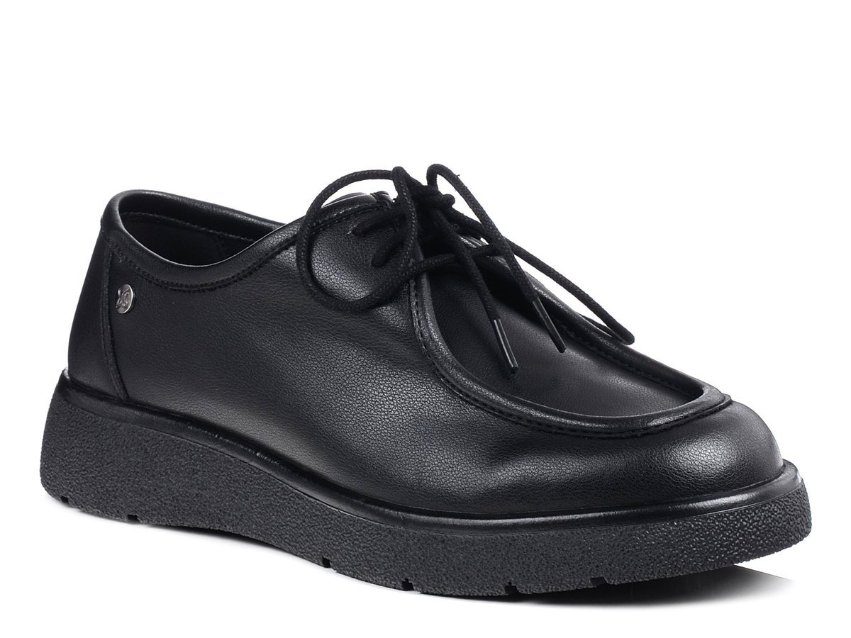 Półbuty damskie czarne Maciejka 7189 skórzane sznurowane na platformie-37