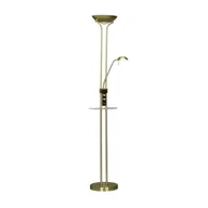 Lampy stojące - Lampa podłogowa Olimpia LED ze szklaną półką i portem USB w skórzanej metalowej konstrukcji ø25,5cm - miniaturka - grafika 1