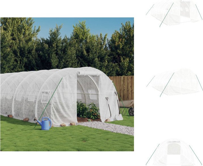 vidaXL Szklarnia z ramą stalową biała 18 m² 6x3x2 m - Szklarnie