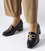 Mokasyny damskie - Czarne klasyczne mokasyny z klamerką Artus-40 - miniaturka - grafika 1