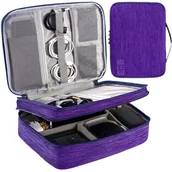 Akcesoria podróżnicze - Wielofunkcyjna Torba Na Akcesoria Gsm Organizer Podróżny Etui Na Kable Duży Fioletowy - miniaturka - grafika 1