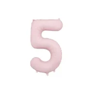 Balony i akcesoria - PartyDeco Balon foliowy cyfra 5 86cm jasny różowy - miniaturka - grafika 1
