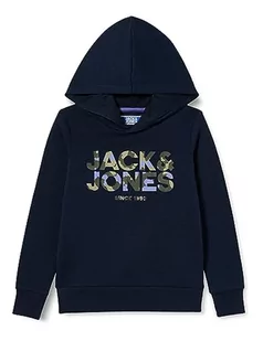 JACK&JONES JUNIOR Chłopięca bluza z kapturem Jjjames Sweat Hood Jnr, granatowy blezer, 128 - Bluzy dla chłopców - miniaturka - grafika 1