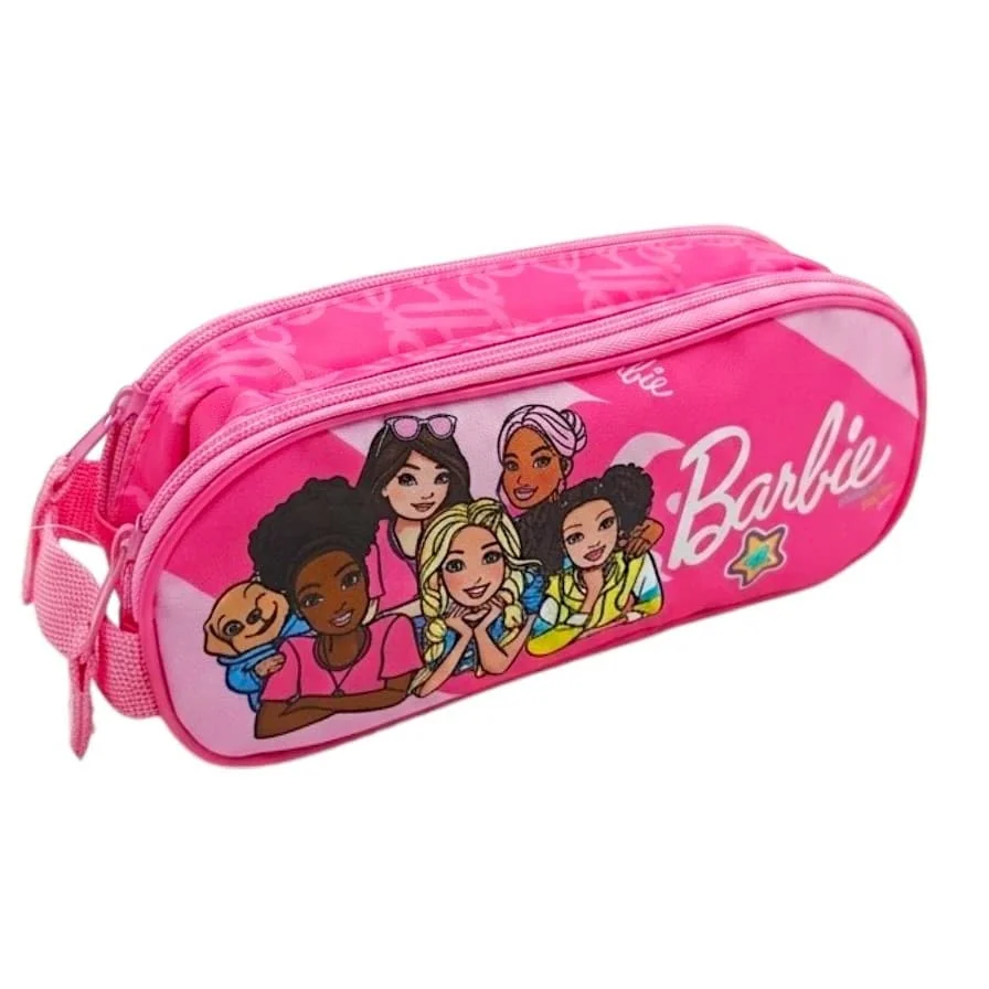 Piórnik Szkolny saszetka Barbie dwukomorowy z Dwoma Zamkami