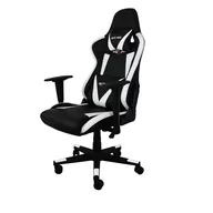 Fotele gamingowe - Fotel Gamingowy Dla Gracza Czarno-Biały Młodzieżowy Ergonomiczny Z Regulacją Patiomage - miniaturka - grafika 1