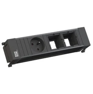 BACHMANN POWER FRAME 1xUTE 2xCM profil plastikowy czarny - Gniazdka elektryczne - miniaturka - grafika 1