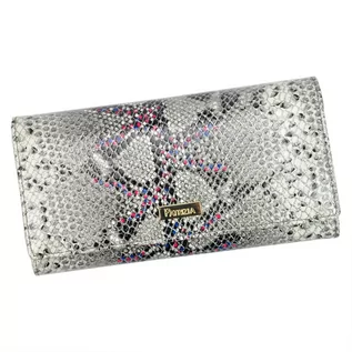 Portfele - Damski portfel PATRIZIA SN-100 RFID popiel + róż skóra naturalna - grafika 1