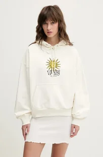 Vans bluza bawełniana damska kolor beżowy z kapturem z nadrukiem VN000NXTFS81 - Bluzy damskie - miniaturka - grafika 1
