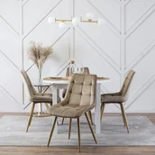 Krzesła - Zestaw 4x Krzesło Tapicerowane do Salonu RODRI Beżowe Welurowe Nowoczesne - miniaturka - grafika 1