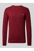 Swetry męskie - Sweter z dzianiny z prążkowanymi wykończeniami - Gant - miniaturka - grafika 1