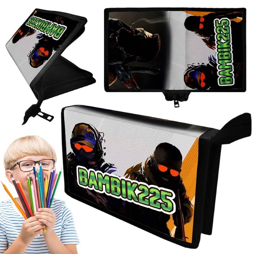 Piórnik COUNTER STRIKE CS GO Jednokomorowy - Personalizowany Nadruk Imię