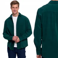 Koszule męskie - STYLOWA GŁADKA KOSZULA MĘSKA SZTRUKSOWA 100% BAWEŁNA DŁUGI RĘKAW MORAJ XL GREEN - miniaturka - grafika 1