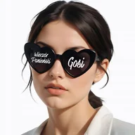 Dodatki do strojów karnawałowych - OKULARY CZARNE + NAKLEJKI SERCA ŚLUB WESELE IMPREZA WIECZÓR PANIEŃSKI - miniaturka - grafika 1