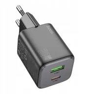 Ładowarki do telefonów - Ładowarka sieciowa do telefonu Hoco USB A + USB C QC3.0 PD 3A 20W N41 czarna - miniaturka - grafika 1