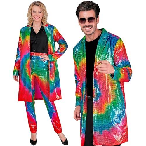 W WIDMANN MILANO Party Fashion - moda imprezowa cekinowy płaszcz, strój imprezowy, kurtka, gorączka disco, zwierzęcy print, festiwal