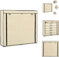 Szafki na buty - vidaXL Szafka na buty z pokrywą kremowo-biała 115 x 28 x 110 cm tkanina - Półki i szafki na buty - miniaturka - grafika 1