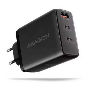 AXAGON ACU-DPQ100 GaN Ładowarka sieciowa, 3x port (USB + dual USB-C), PD3.0/QC4+/PPS/Apple, 100W, czarna - Ładowarki do telefonów - miniaturka - grafika 1