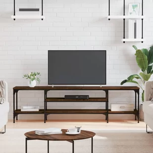 vidaXL Szafka pod telewizor, brązowy dąb, 161x35x45 cm - Szafki RTV - miniaturka - grafika 1