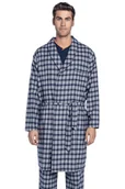 Szlafroki męskie - Męski flanelowy szlafrok PABLO Ciemnoniebieski XL - miniaturka - grafika 1