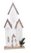 Ozdoby bożonarodzeniowe - Domek drewniany podświetlany 19x7x42cm - miniaturka - grafika 1