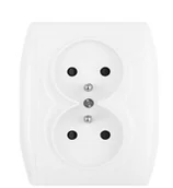 Gniazdka elektryczne - Abex Gniazdo podwójne z/u monoblok Nova - biały - miniaturka - grafika 1