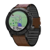 Akcesoria do smartwatchy - Opaska Pasek Bransoleta Leather Smooth Garmin Fenix 3/5X/3Hr/5X Plus/6X/6X Pro/7X Dark Brown - miniaturka - grafika 1
