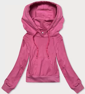 KRÓTKA BLUZA DRESOWA Z KAPTUREM RÓŻOWA (8B939-19) - J.STYLE - Bluzy damskie - miniaturka - grafika 1