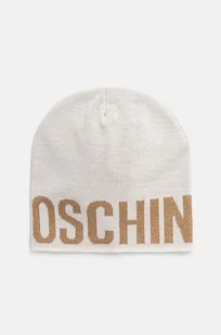 Moschino czapka wełniana kolor beżowy z cienkiej dzianiny wełniana - Czapki damskie - miniaturka - grafika 1
