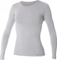 Koszulki i topy damskie - Brubeck LS11610 Koszulka damska z długim rękawem COMFORT WOOL popielaty XL - miniaturka - grafika 1
