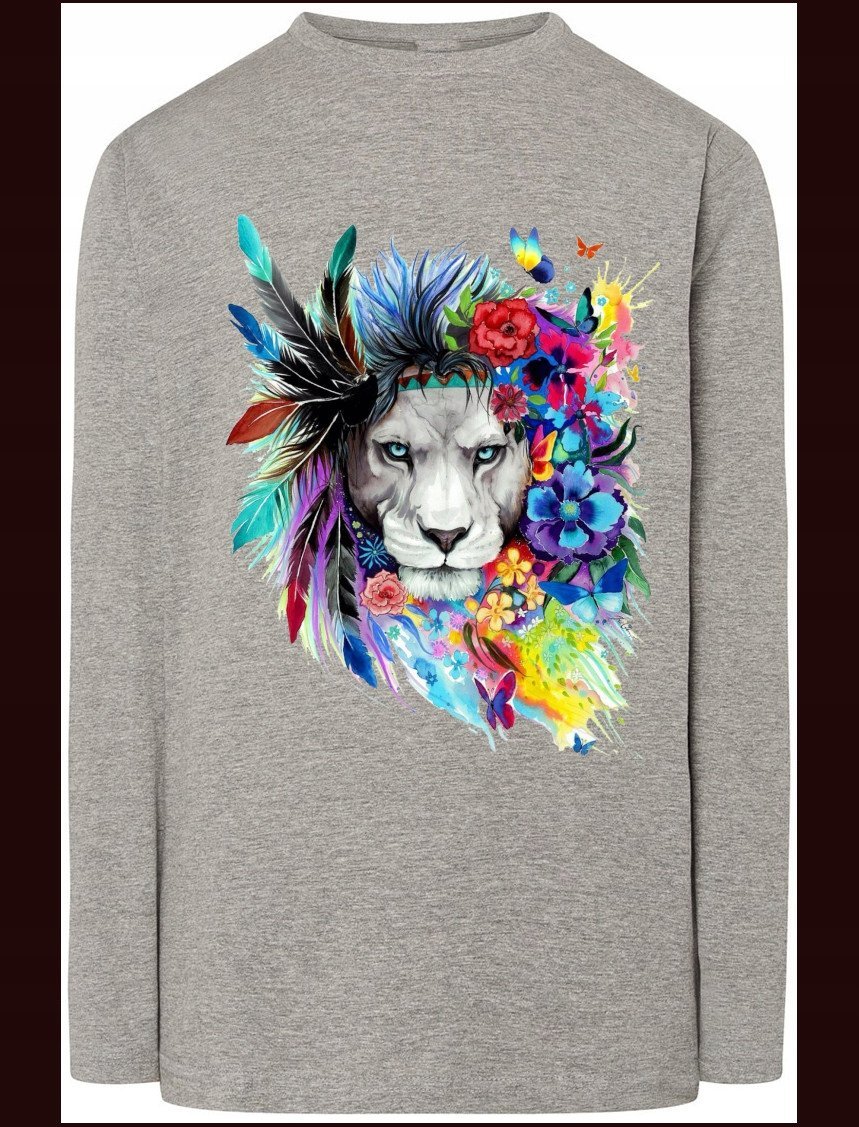 Longsleeve Męski Lew Kolorowy Modny Rozm.3XL