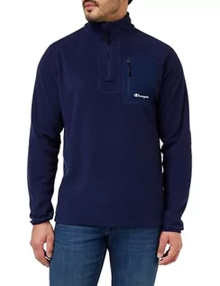 Koszulki męskie - Champion Legacy Micro Polar Fleece-Half Zip Top W/Pocket Bluza Męska, Blu Marittimo, S - grafika 1