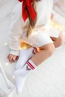 Skarpetki dla dzieci - Skarpetki dziecięce z reniferem na prążkowanym ściągaczu białe Milena - miniaturka - grafika 1